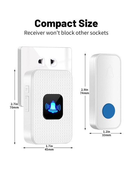 Kit Timbre Inalámbrico Nestling Blanco 1000 pies 55 Tonos