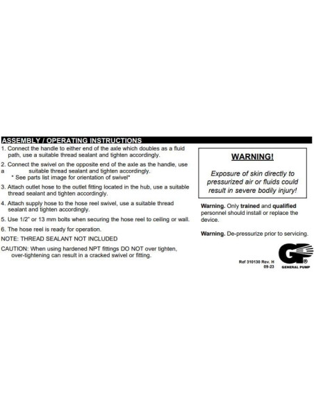 Carrete de Manguera General Pump DHRA50300 3/8" x 91.44m 5000 PSI