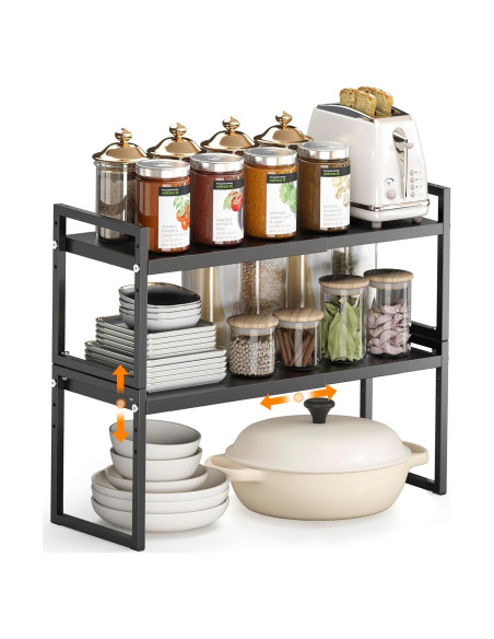 Organizador de Encimera DOLALIKE Expandible 2 Estantes Negro