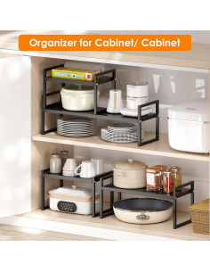 Organizador de Encimera DOLALIKE Expandible 2 Estantes Negro 2