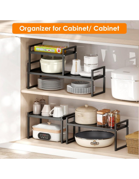 Organizador de Encimera DOLALIKE Expandible 2 Estantes Negro