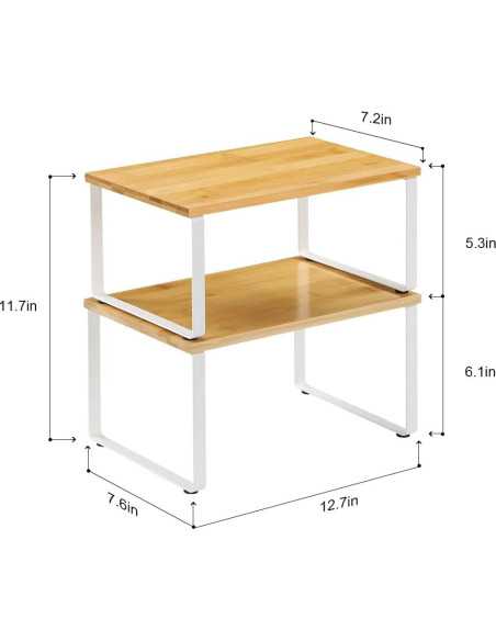 Estante de Cocina NEX de Bambú, Set de 4, Apilable y Expandible