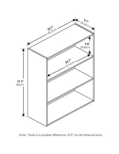 Estantería Abierta Furinno Pasir 3 Niveles Blanco