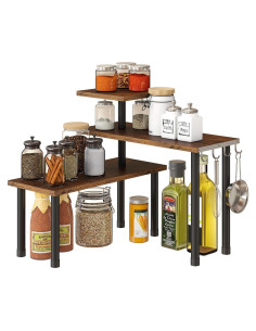 Estante de Esquina 3 Niveles GHWIE Bambú Marrón Rústico