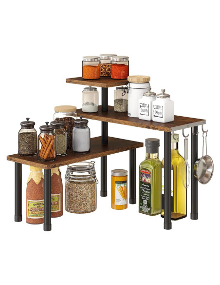 Estante de Esquina 3 Niveles GHWIE Bambú Marrón Rústico