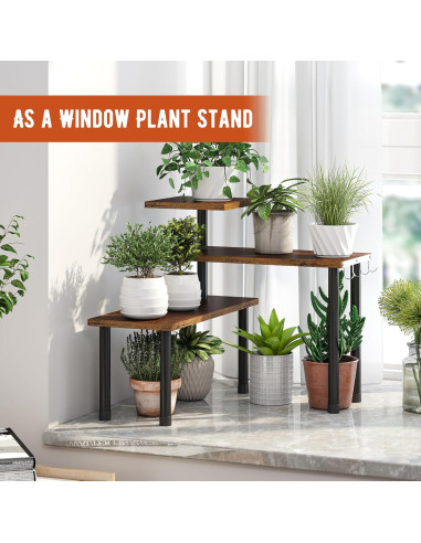 Estante de Esquina 3 Niveles GHWIE Bambú Marrón Rústico