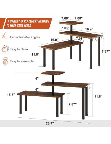Estante de Esquina 3 Niveles GHWIE Bambú Marrón Rústico