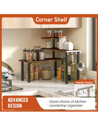 Estante de Esquina 3 Niveles GHWIE Bambú Marrón Rústico