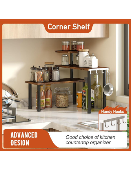 Estante de Esquina 3 Niveles GHWIE Bambú Marrón Rústico