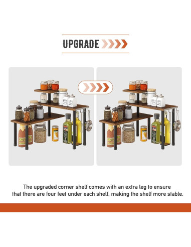 Estante de Esquina 3 Niveles GHWIE Bambú Marrón Rústico