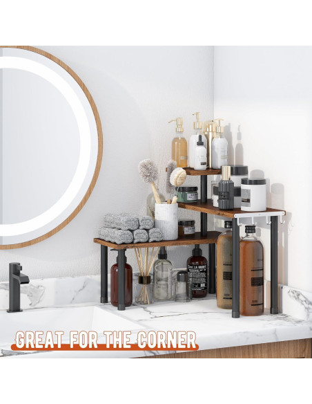 Estante de Esquina 3 Niveles GHWIE Bambú Marrón Rústico