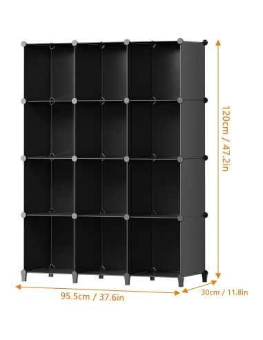 Organizador de Closet HOMIDEC 12 Cubos Negro 30x30 cm