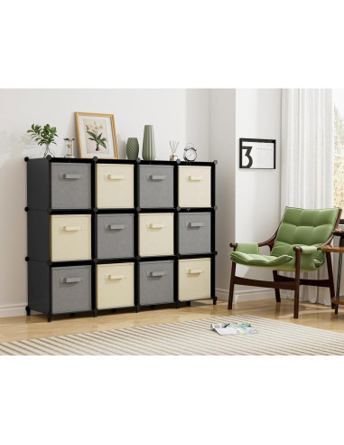 Organizador de Closet HOMIDEC 12 Cubos Negro 30x30 cm
