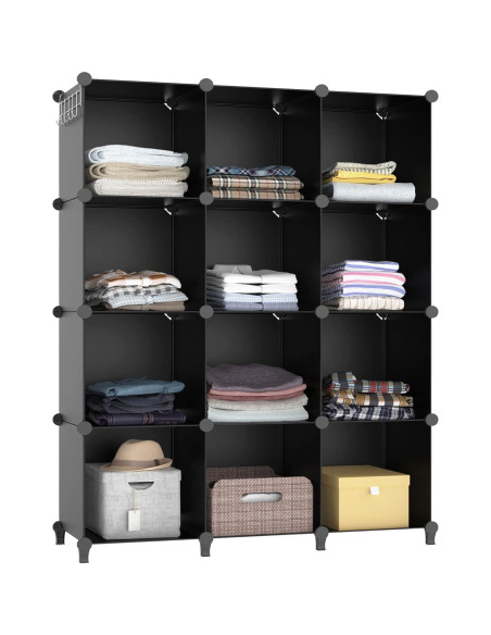 Organizador de Closet HOMIDEC 12 Cubos Negro 30x30 cm