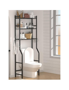 Estante de baño GloTika 3 niveles negro, ahorrador de espacio 2