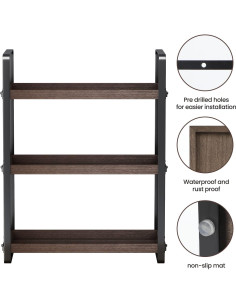 Organizador de Baño HNRLOY M-11 Marrón 3 Niveles 2