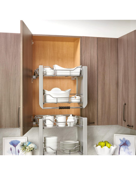 Organizador de Estante Desplegable Rev-A-Shelf 2 Niveles 53cm Cromo