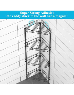 Organizador de Ducha de Esquina HuggieGems 4 Niveles Negro 2