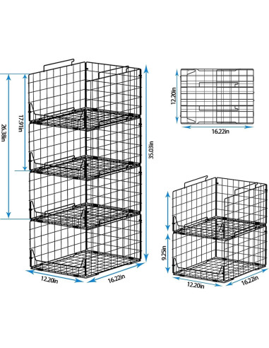 Organizadores de Closet Jakyitvi 4 Pack Metal 30,99x41,19x88,93cm