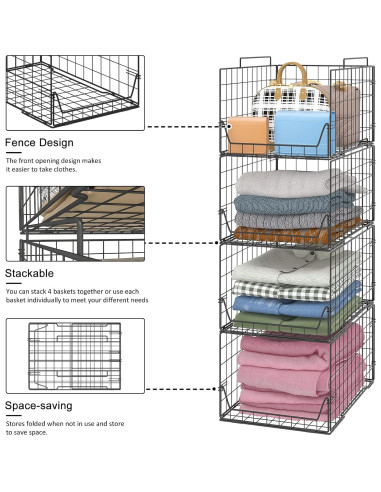 Organizadores de Closet Jakyitvi 4 Pack Metal 30,99x41,19x88,93cm