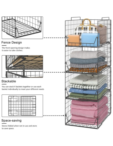 Organizadores de Closet Jakyitvi 4 Pack Metal 30,99x41,19x88,93cm