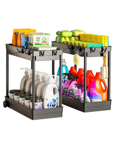 Organizador Bajo Fregadero Cicilyna 2 Niveles Negro