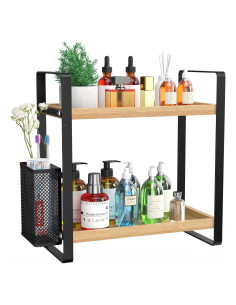 Organizador de Encimera de Baño LEMIKKLE Madera Natural