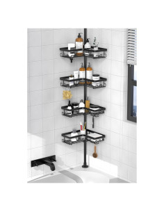 Organizador de Ducha de Esquina KEGII Negro Ajustable 63,5-290,9 cm