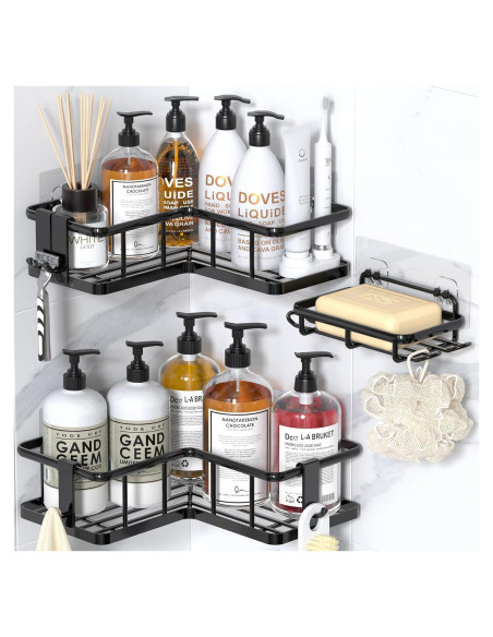 Organizador de Ducha Esquinero YASONIC 3 Estantes Negro