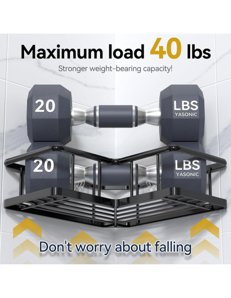 Organizador de Ducha Esquinero YASONIC 3 Estantes Negro