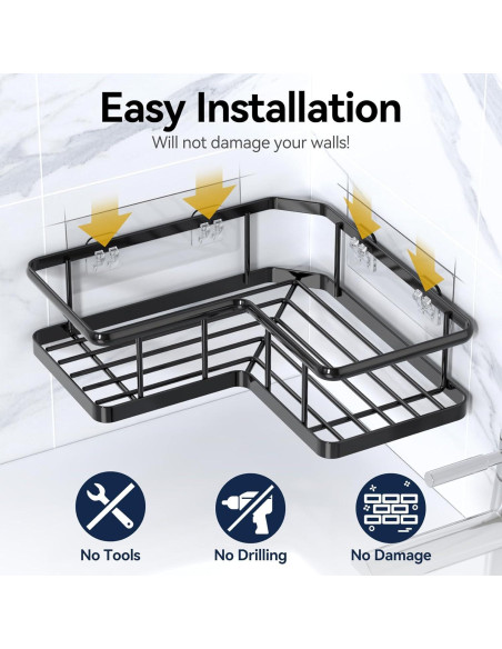 Organizador de Ducha Esquinero YASONIC 3 Estantes Negro