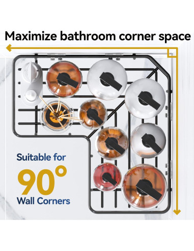 Organizador de Ducha Esquinero YASONIC 3 Estantes Negro