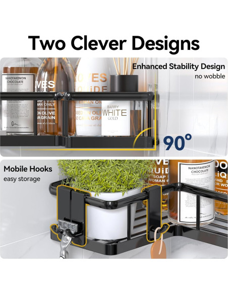 Organizador de Ducha Esquinero YASONIC 3 Estantes Negro