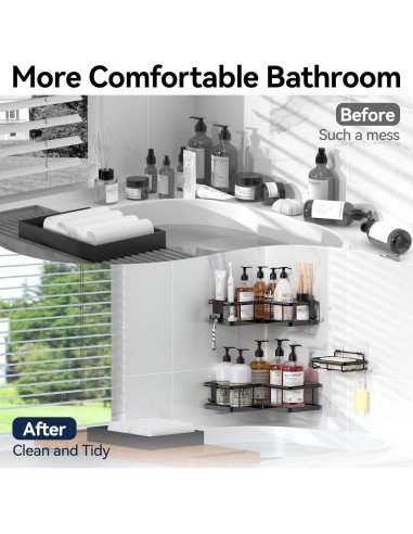 Organizador de Ducha Esquinero YASONIC 3 Estantes Negro