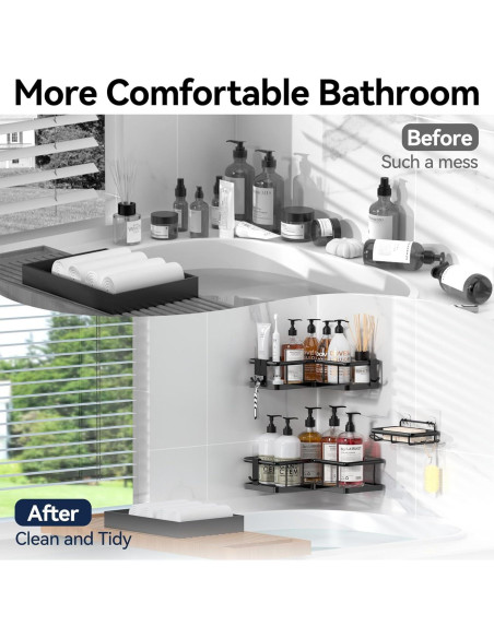 Organizador de Ducha Esquinero YASONIC 3 Estantes Negro