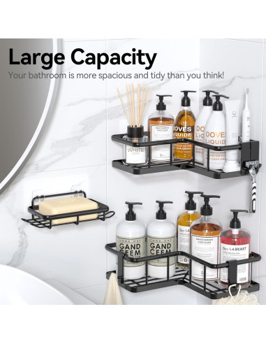 Organizador de Ducha Esquinero YASONIC 3 Estantes Negro