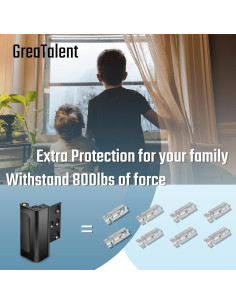 Cerradura de Refuerzo de Seguridad GreaTalent 3Pack Aluminio Negro 2
