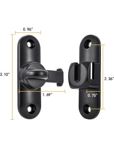 Cerradura de Puerta de Granero INIRET Negra 90/180 Grados 2
