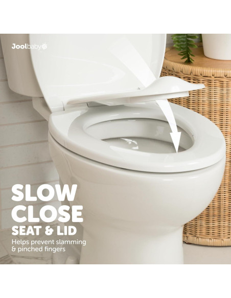 Asiento de Inodoro Alargado Jool Baby con Orinal y Cierre Lento