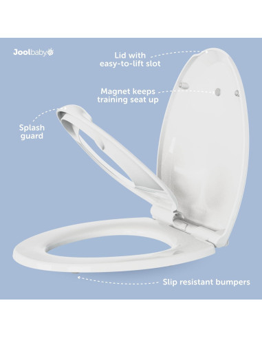 Asiento de Inodoro Alargado Jool Baby con Orinal y Cierre Lento