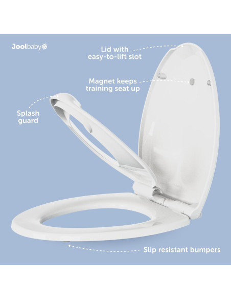 Asiento de Inodoro Alargado Jool Baby con Orinal y Cierre Lento