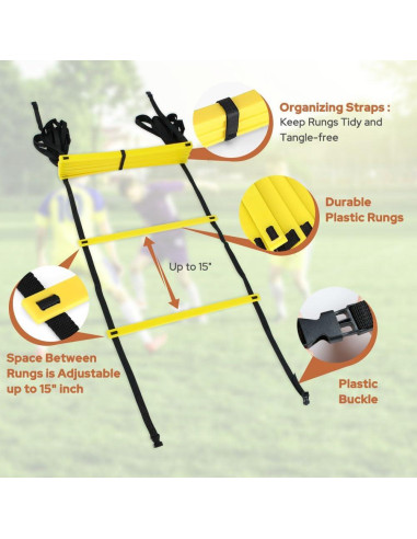 Escalera de Agilidad GHB 20 pies 12 Peldaños Entrenamiento