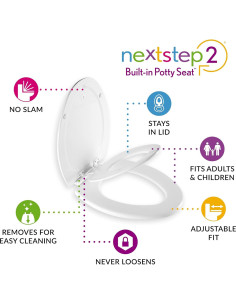 Asiento de Inodoro Mayfair 1888SLOW Elongado Blanco con Asiento Infantil 2