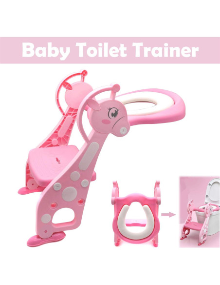 Asiento de Entrenamiento para Baño XKMT Rosa con Escalera