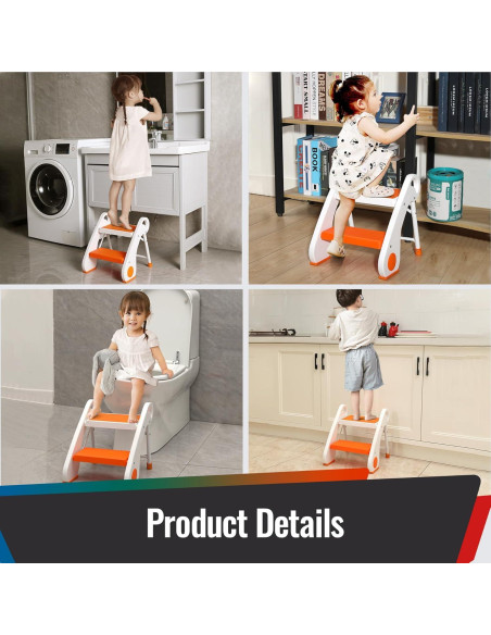 Escalera Plegable para Niños STOODER 2 Pasos Antideslizante