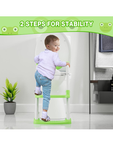 Asiento de Entrenamiento para Baño 2 en 1 Verde Ajustable