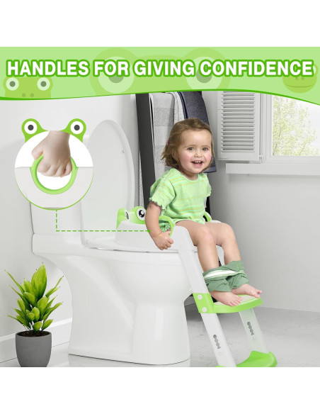 Asiento de Entrenamiento para Baño 2 en 1 Verde Ajustable