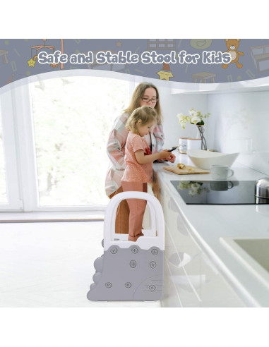 Taburete para Niños Ronipic 2 Pasos Antideslizante Blanco