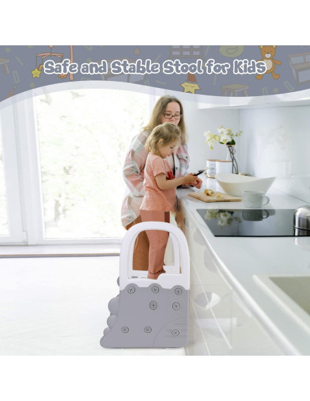 Taburete para Niños Ronipic 2 Pasos Antideslizante Blanco