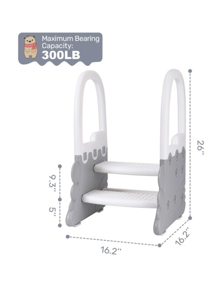 Taburete para Niños Ronipic 2 Pasos Antideslizante Blanco